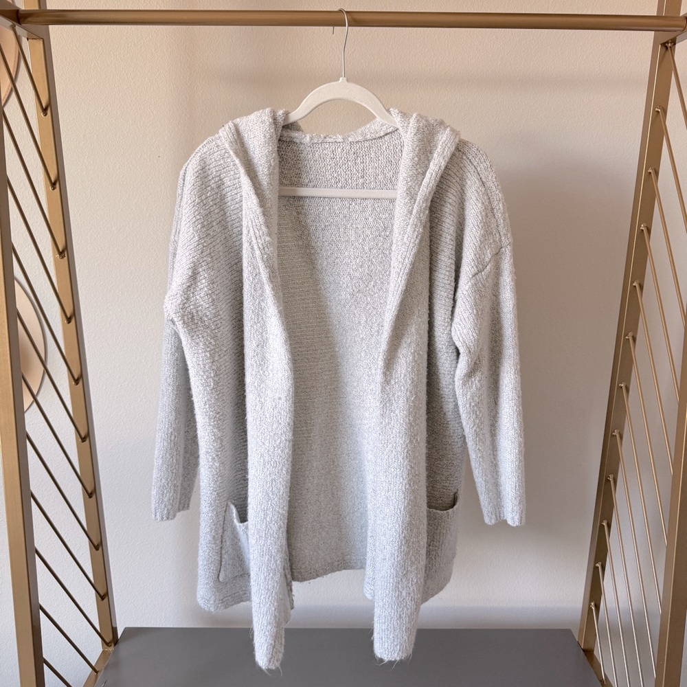 Gray Hoodie Sweater Jacket